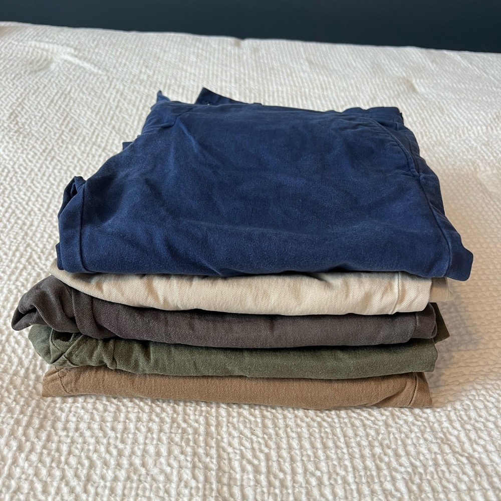 5 pairs of J.Crew 484 chinos. $80 for all 5.